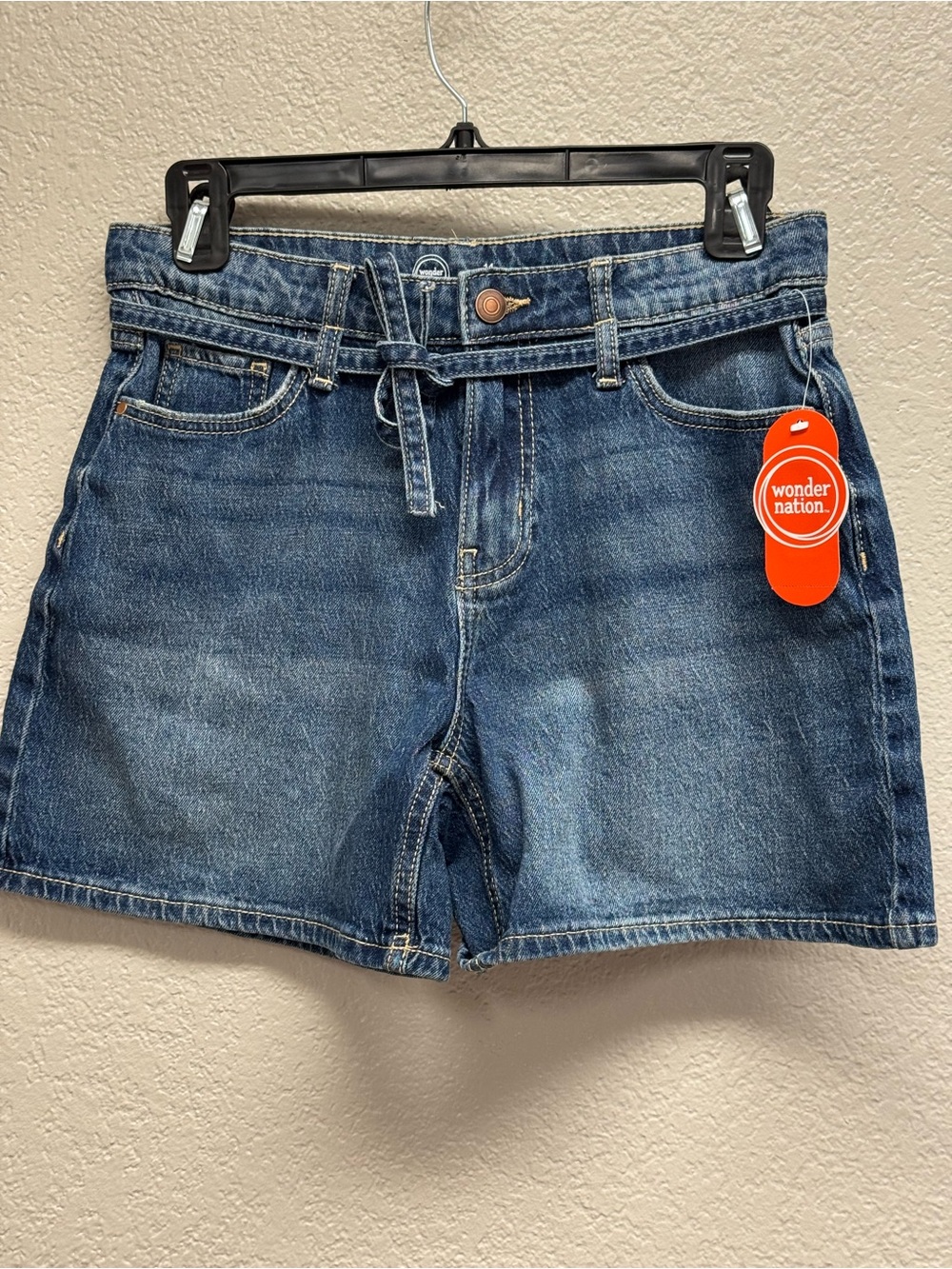 wonder nation Blue Denim Jean Shorts kids 14 waist 14.5 stretch rise 10 NWT